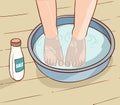 Illustration of salt water treatment on the feet