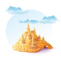 Illustration sand castle on the background of sky