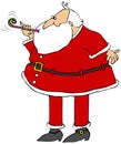 Santa blowing on a noisemaker