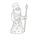 Illustration of Santa Claus for coloring book.