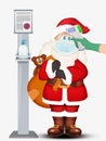 Illustration of Santa Claus with coronavirus safety devices