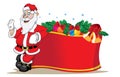 Illustration of a Santa Claus leaning on many Christmas ornaments Royalty Free Stock Photo