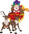 An illustration of Santa Claus riding in his Christmas Sleigh or Sled delivering presents. On a white background.Isolate Royalty Free Stock Photo
