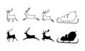 Illustration of Santa Claus silhouette with sleigh and three reindeers Royalty Free Stock Photo