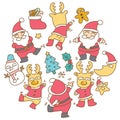 Santa Clause and reindeer character with ornament illustration