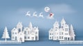 Illustration of Santa Clause on the sky coming to City