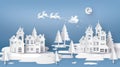 Illustration of Santa Clause on the sky coming to City Royalty Free Stock Photo