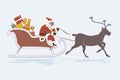 Illustration of Santa sleigh and reindeer , vector draw