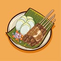 illustration of sate ayam or satay Indonesian tradional food