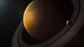 Illustration of Saturn and its moon Royalty Free Stock Photo