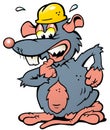 Illustration of an scared Rat with yellow Helmet Royalty Free Stock Photo