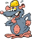 Illustration of an scared Rat with yellow Helmet Royalty Free Stock Photo