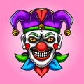 Scary joker clown colorful of illustration