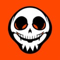 Illustration of a scary skull on an orange background. Vector illustration AI generated
