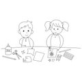 Illustration of school children enjoy crafting together, creative activities