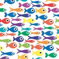 Illustration of the school of fishes under the sea, abstract shapes Royalty Free Stock Photo