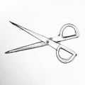 Illustration of scissors. Black and white drawing of scissors. Cutting tool.