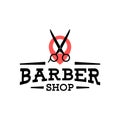 Illustration of a scissors and a icon location for a barber shop logo