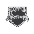 Illustration scorpion icon e sport logo with shield