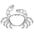 Illustration of sea crab in line style. Design element for logo, label, sign, emblem, poster. Royalty Free Stock Photo