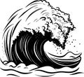 illustration of sea wave, tsunami cartoon