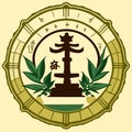 Illustration of the seal of the city of Fukuoka, Japan. AI generated