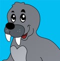 Illustration of Seal Shows His Teeth Cartoon, Cute Funny Character, Flat Design