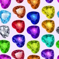 seamless background with colorfu hearts made of precious stones Royalty Free Stock Photo