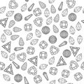 seamless background of different shapes and cut precious stones Royalty Free Stock Photo