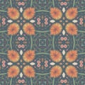Seamless background pattern with a variety of floral motifs
