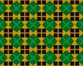 Illustration of a seamless green and black square and rhombus tile pattern on a yellow background Royalty Free Stock Photo