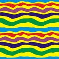 Illustration of seamless multi-colored pattern stripes on a yellow background. Royalty Free Stock Photo