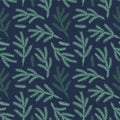 Illustration of a seamless pattern of fir branches. Cute simple style. Suitable for winter holidays and natural