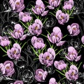 Illustration of seamless pattern First Snowdrops Galanthus Flowers. Spring background, wallpaper and printable Royalty Free Stock Photo