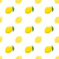 Illustration Seamless pattern Flat lemon isolated on white background , fruit patterns texture fabric , wallpaper minimal style ,