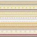 seamless pattern gold jewelry chains and beads borders isolated on white