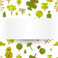 Illustration seamless pattern with green trees and bushes on a white background in flat style Royalty Free Stock Photo