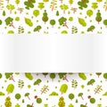 Illustration seamless pattern with green trees and bushes on a white background in flat style Royalty Free Stock Photo