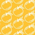 illustration, seamless pattern, hand drawn contour white oranges on an orange background, pastel shades