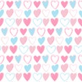 Illustration of seamless pattern from hearts on a white background. Romantic style for St. Valentine`s Day. Suitable for packagin