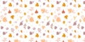 Illustration of a seamless pattern of leaves, flowers, branches and other elements. Cute autumn print. Simple modern Royalty Free Stock Photo