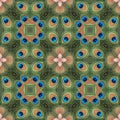 Seamless pattern with peacock feathers,  For eg fabric, wallpaper, wall decorations Royalty Free Stock Photo