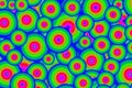 Illustration of pattern with vivid multi-color chaotic circles