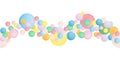 Seamless repeat border with colorful pastel dots, ornamental border with watercolor dots, happy and fun design template for party,