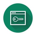 Illustration of a secure website with a key on a green circular background, symbolizing online security and data protection Royalty Free Stock Photo
