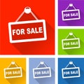 Selling icons with long shadow Royalty Free Stock Photo