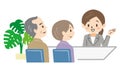 Illustration of a senior couple consulting face-to-face with a business woman Royalty Free Stock Photo