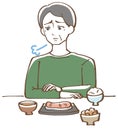 Illustration of a senior man with no appetite