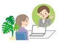 Illustration of a senior woman consulting online with a business woman