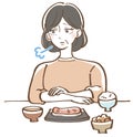 Illustration of a senior woman with no appetite